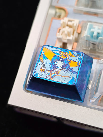 Mushoku Tensei: Jobless Reincarnation，Roxy Migurdia Greyrat ，1.25 U titanium alloy personalized keycaps, mechanical keyboard metal decorative keycaps, anime and game culture peripheral keycaps