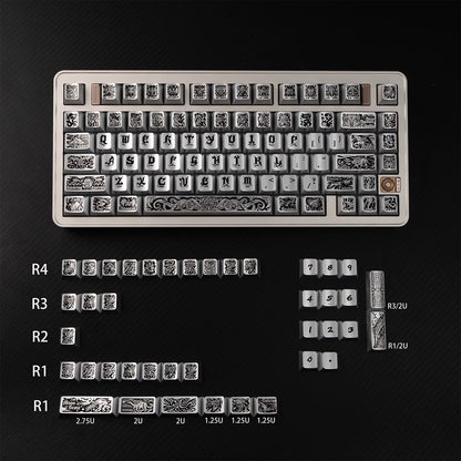 Ancient God, Cthulhu themed design, metallic paint texture, PBT material personalized keycap set, creative decorative keycap set, compatible with 61/64/68/75/84/87/104 mechanical keyboard replacement keycap