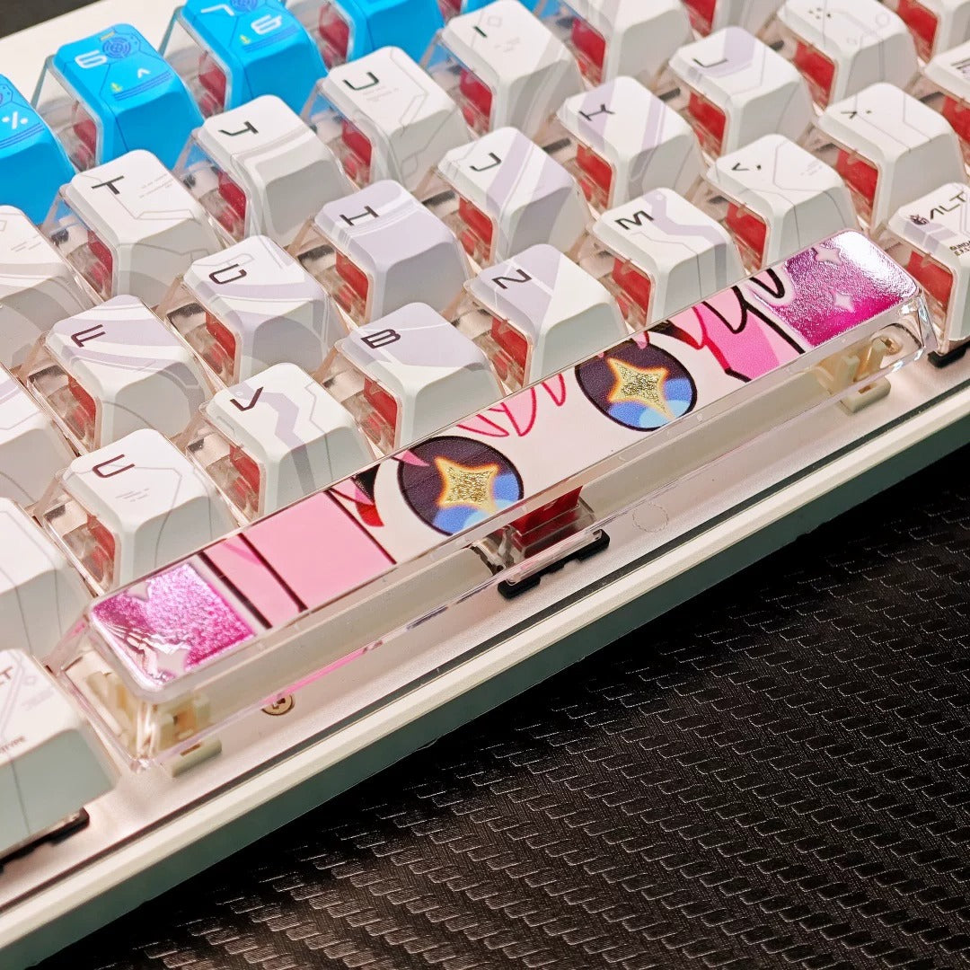 BOCCHI THE ROCK!  theme, Eyegaze spacebar design, 6.25 U spacebar, PC crystal resin gilded personalized keycaps, anime creative cultural peripheral products, decorative keycaps