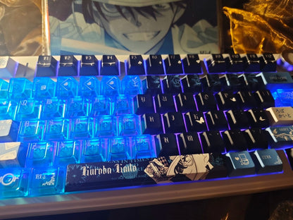 Detective Conan, Kuroba Kaito，PBT+PC material personalized keycap set, anime keycap culture peripheral mechanical keyboard decoration keycaps， Compatible with 61/64/68/75/84/87/104 key mechanical keyboard keycap set
