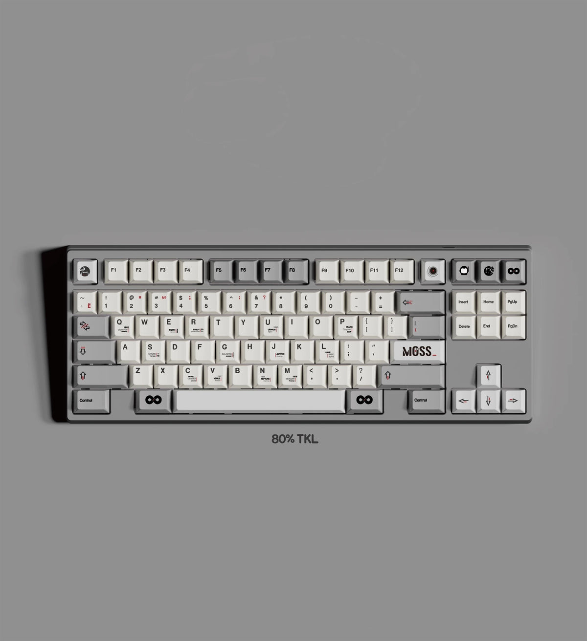 SPACE CRISIS  themed design, MOSS creative keycap set, PBT material personalized keycap set, mechanical keyboard replacement decorative keycaps, compatible with 61/64/68/75/84/87/104 key mechanical keyboard
