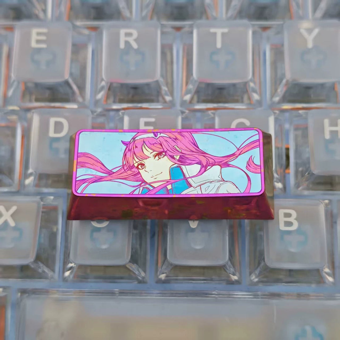 DARLING in the FRANXX，Zero Two ，2.25U Titanium alloy personalized keycaps, anime and game cultural creative keycaps, mechanical keyboard decorative keycaps