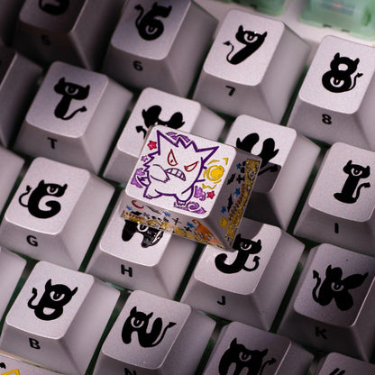 Pok é mon series, Gangar themed design, 17 key set, keycaps made of aluminum alloy material CNC integrated precision machining personalized keycaps, mechanical keyboard decorative keycaps