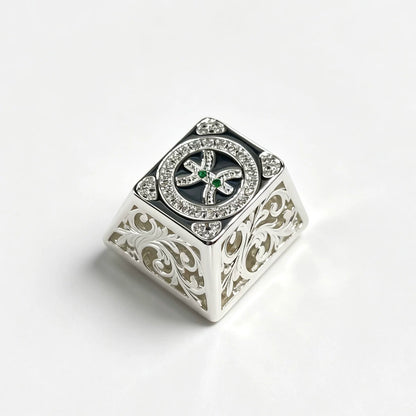 Pure silver hollow 12 Constellation  Personalized Keycaps, Mechanical Keyboard Decorative Keycaps, Constellation Divination Cultural Creative Products.