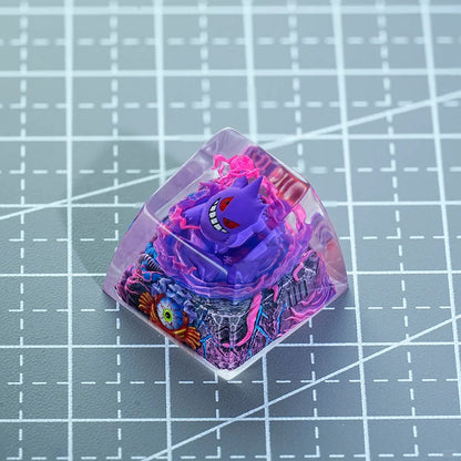 Pok é mon, Gengar coating and sealing design, Crystal Resin Personalized Keycaps, Anime Game Culture Creative Resin Keycaps, Mechanical Keyboard Art Decorative Keycaps