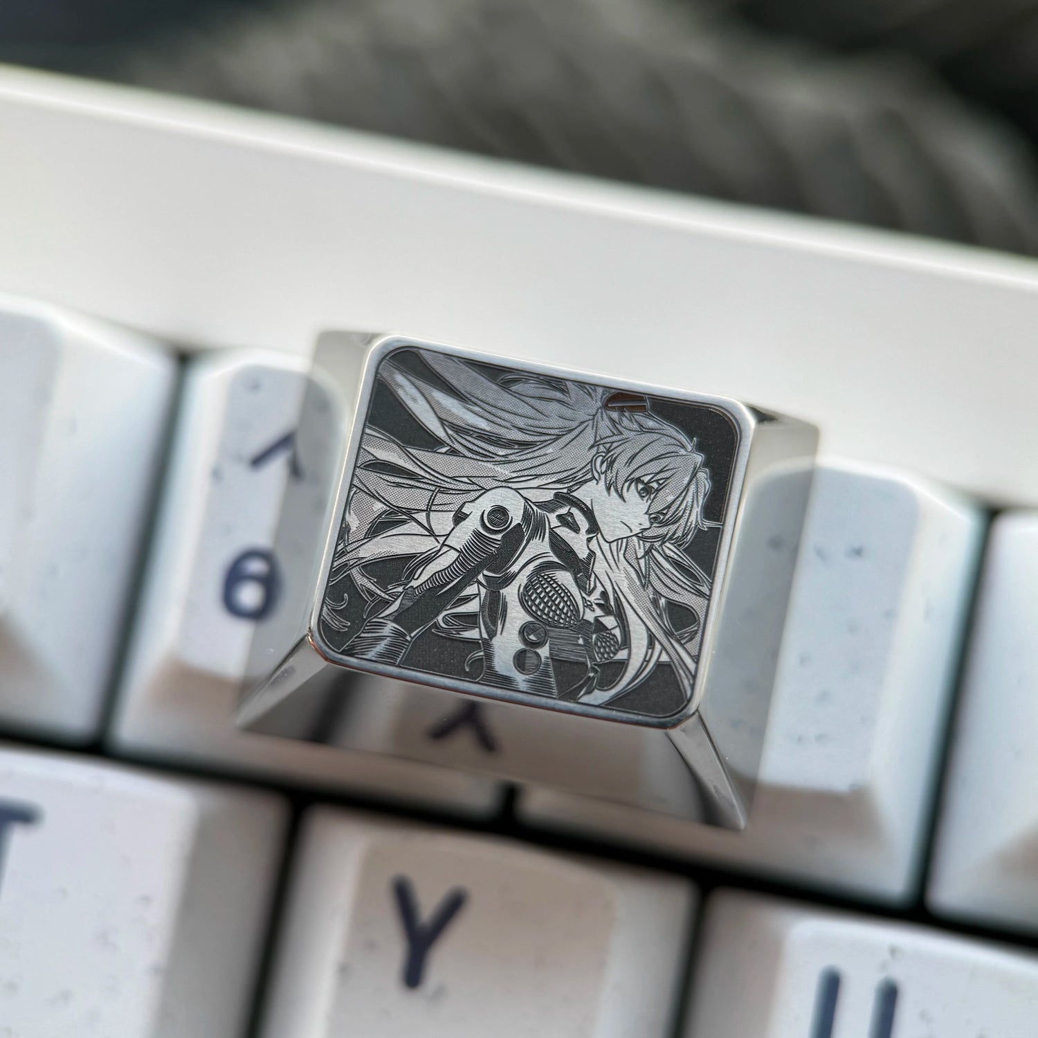 EVA series, Asuka themed 1.25U titanium alloy finely carved personalized keycaps, mechanical keyboard decorative keycaps