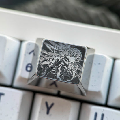 EVA series, Asuka themed 1.25U titanium alloy finely carved personalized keycaps, mechanical keyboard decorative keycaps