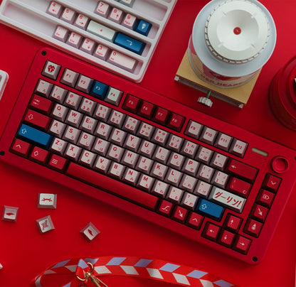 DARLING in the FRANXX Theme, 02, Metallic Texture, PBT Material material personalized keycap set, anime and games cultural creative decoration keycap set, compatible with 61/64/68/75/84/87/104 mechanical keyboard replacement keycap