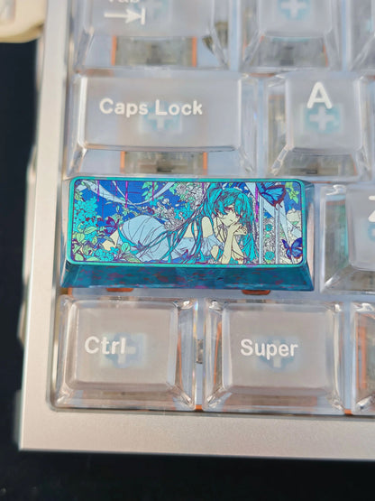 Hatsune Miku theme design, 2.25U titanium alloy personalized keycap, music animation ACGN culture keyboard decoration keycap