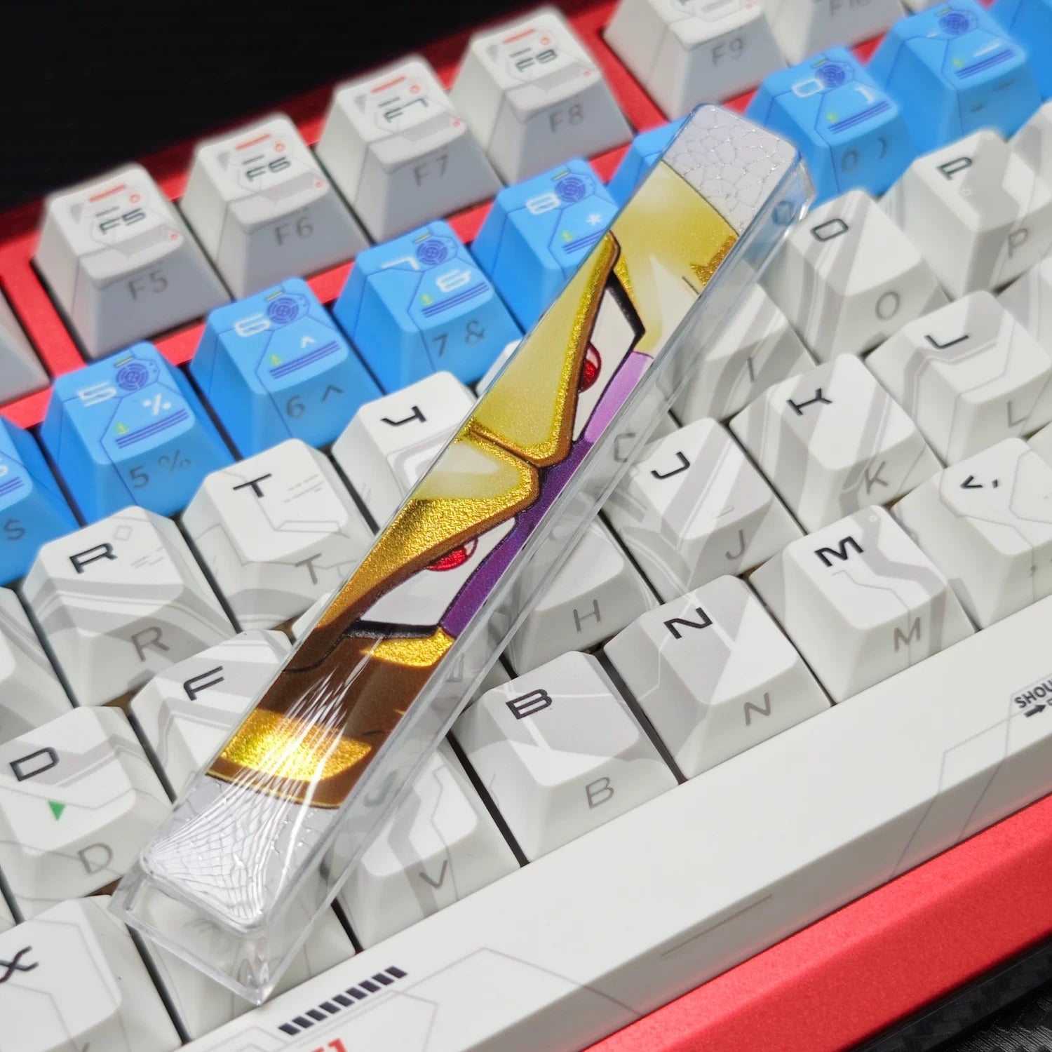 Dragon Ball, Frieza theme, Eyegaze spacebar design, 6.25 U spacebar, PC crystal resin gilded personalized keycaps, anime creative cultural peripheral products, decorative keycaps
