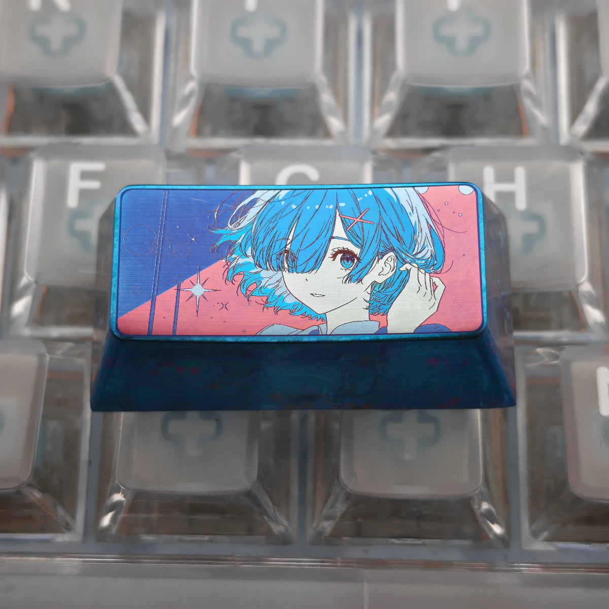 Re: Life in a different world from zero, Rem, 2 U Backspace key titanium alloy personalized keycaps, anime and game cultural creative keycaps, mechanical keycaps decorative keycaps