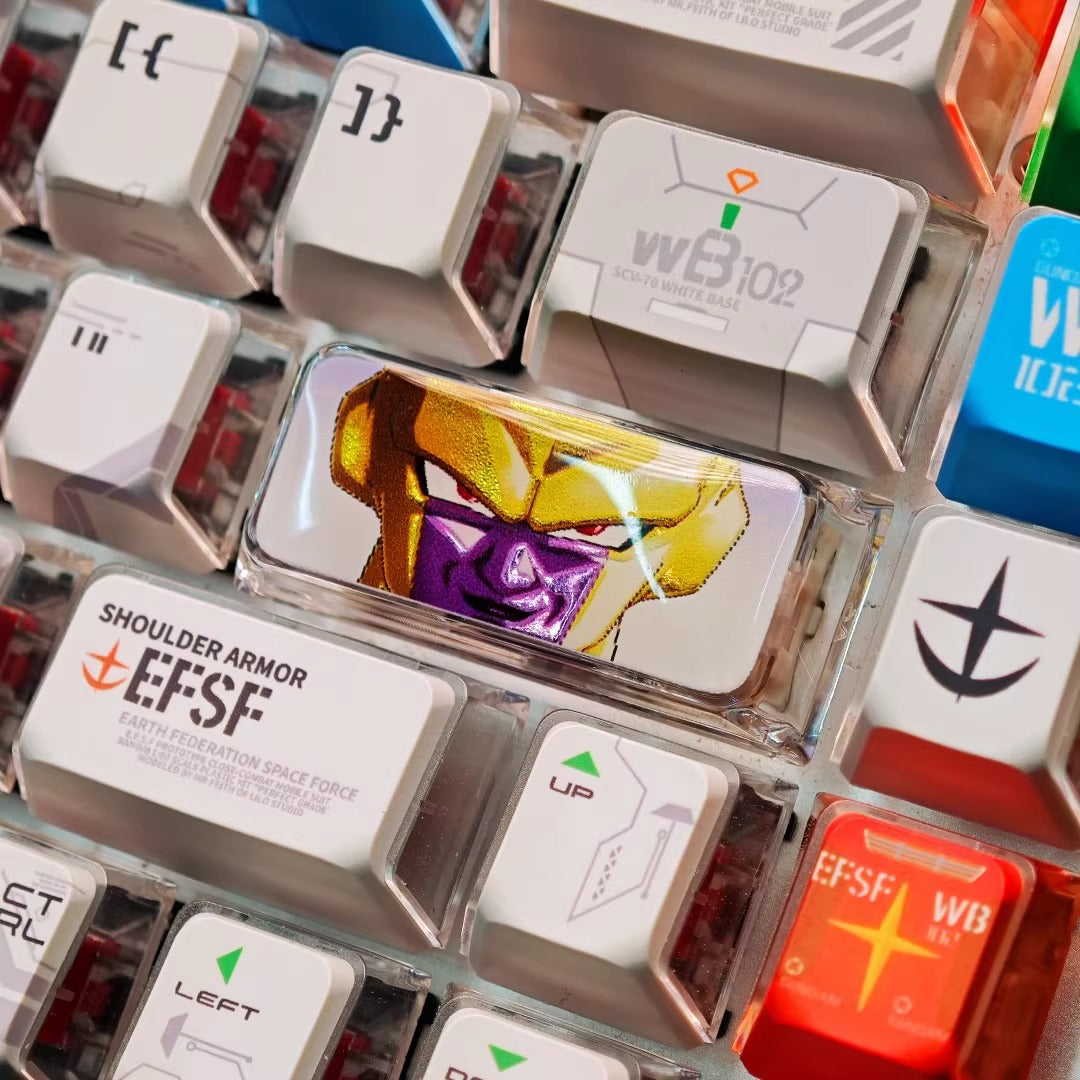 Dragon Ball Theme, Crystal Resin 2.25U Enter Key Son Goku/Frieza, Transparent Gilded Resin Personalized Keycaps, Anime Game Creative Customized Decorative Keycaps