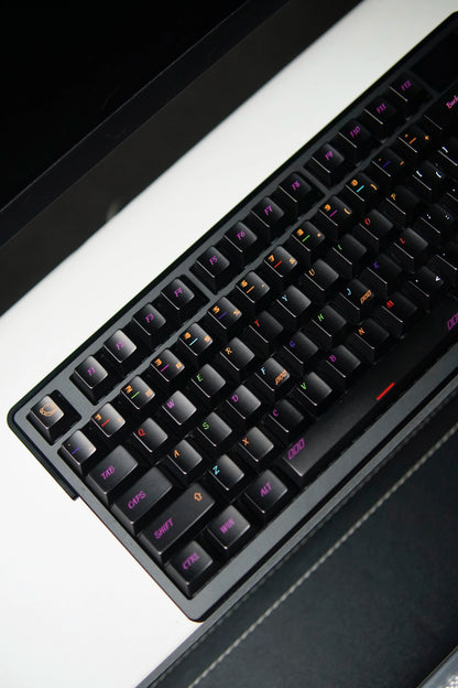 Metal keycap set, black set, colored characters, zinc alloy corrosion-resistant coating, personalized keycap, simple replacement keycap set, metal wear-resistant and non corrosive