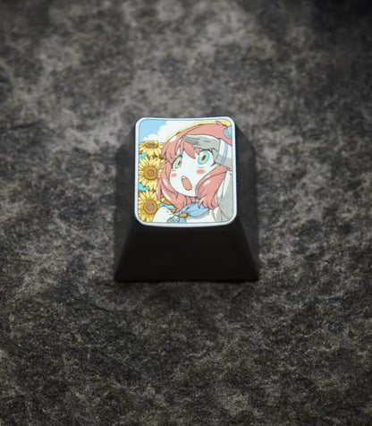 SPY × FAMILY, Anya Forger, 1U titanium alloy personalized keycaps, anime and game culture creative metal decorative keycaps, mechanical keycap art secondary creation keycaps