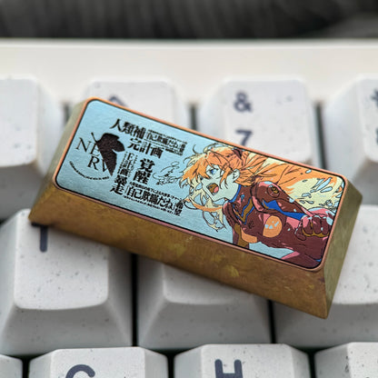 EVA， Asuka Human Instrumentality Project，2.25 U Titanium alloy personalized keycaps, anime and game cultural creative keycaps, mechanical keyboard decorative keycaps