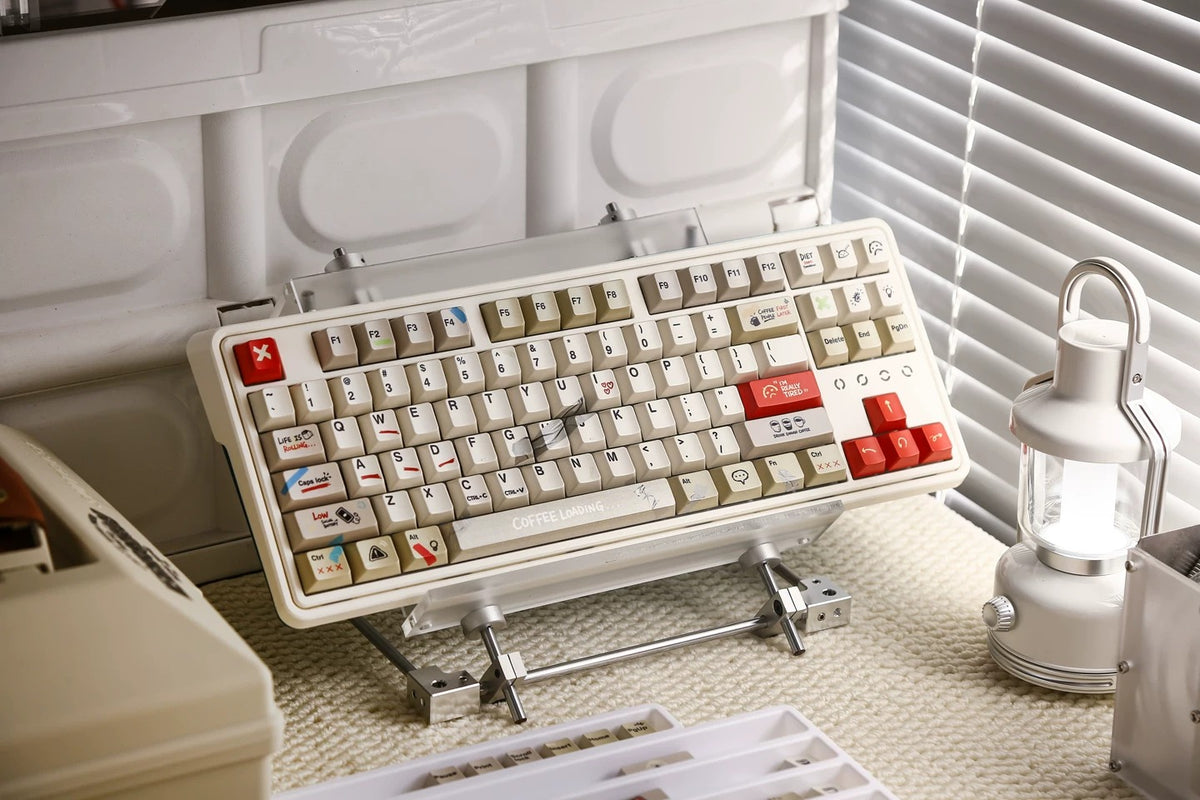 IMFKTIRED, Office keycap set, retro color scheme, PBT material Mechanical Keyboard Replacement Keycap Set, suitable for 61/64/68/75/84/87/104 Key Mechanical Keyboard