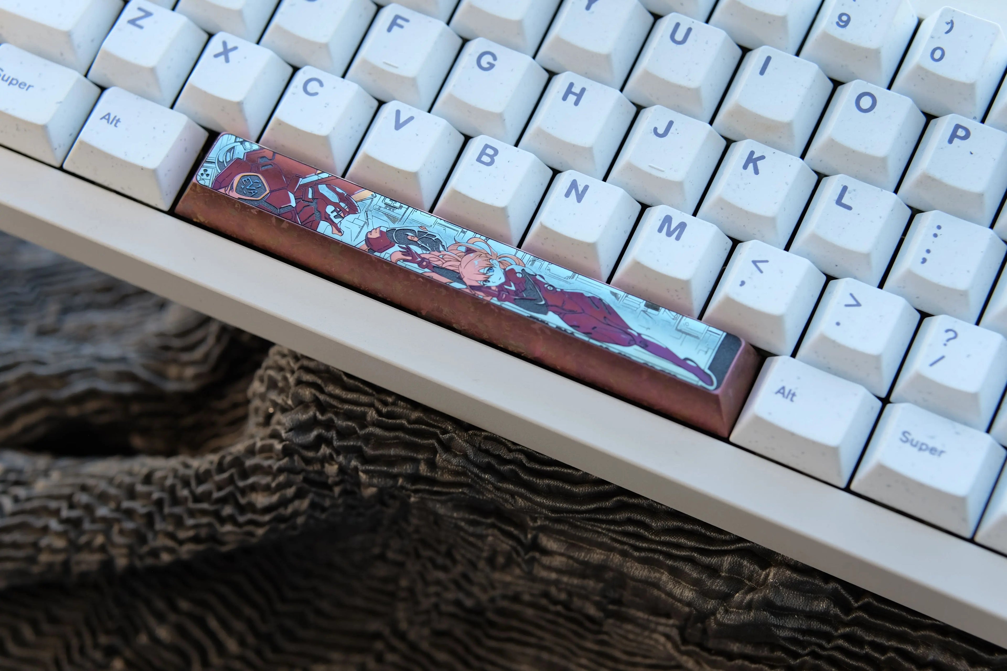 EVA series, Asuka/Ayanami Rei theme, 6.25U/7U space bar titanium alloy personalized keycaps, anime game theme design mechanical keyboard decoration keycaps