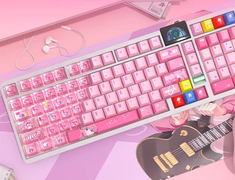 Bocchi The Rock! Theme, Gotoh Hitori, PBT+PC material personalized keycap set, game culture creative decorative keycaps