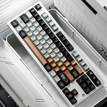Metallic paint texture gilded design art keycaps, custom set personalized keycap series，PBT material, Original factory height, compatible with 61/64/68/75/84/87/104 mechanical keyboard keycap set