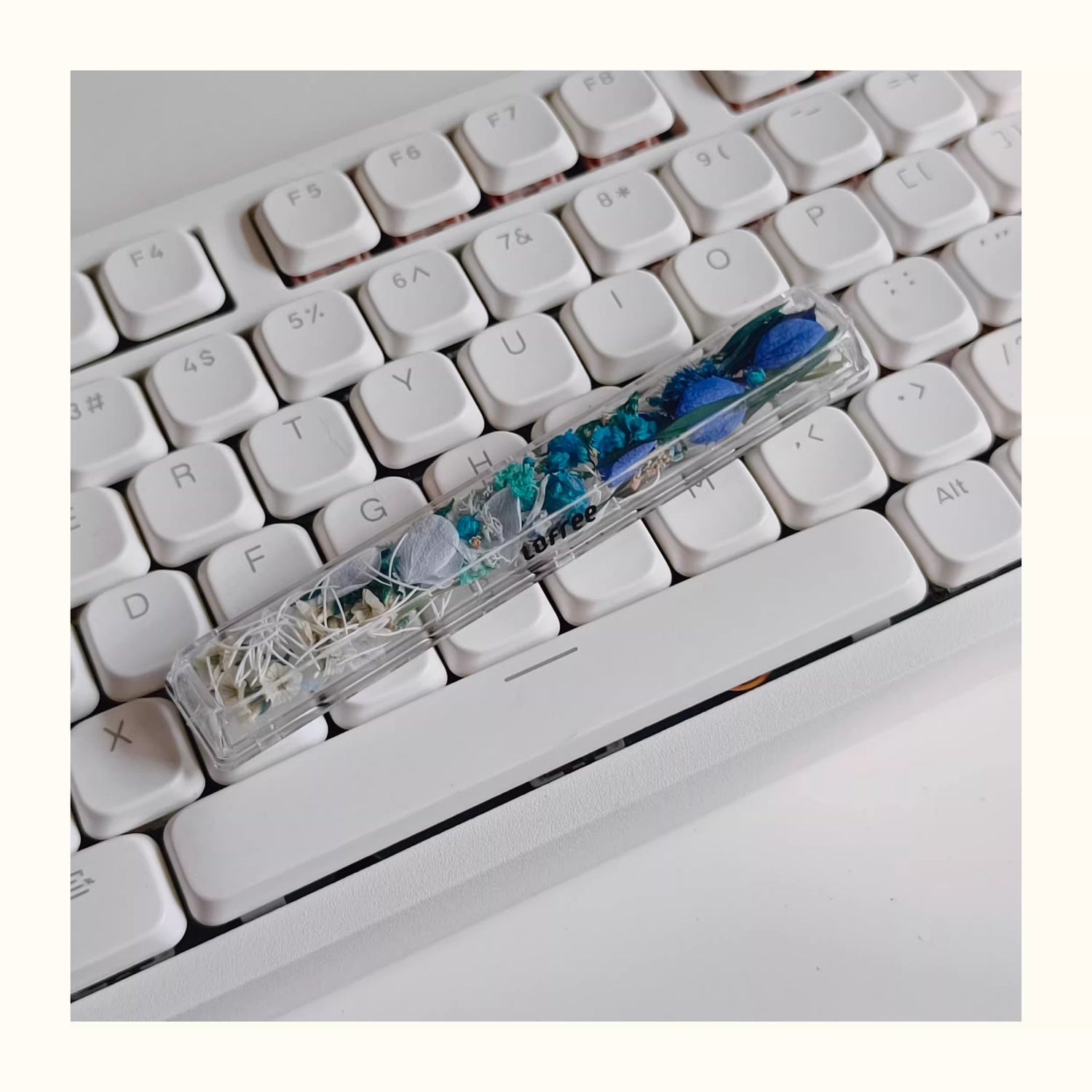 Natural Plant Specimen Eternal Flower Series, Lofree, 6.25U Crystal drops of glue Spacebar, Art Decorative Keycaps.
