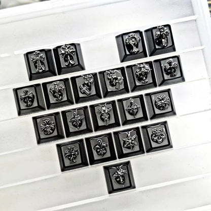 Gothic style, CH crystal resin added keycaps, mechanical keyboard decorated with personalized keycaps