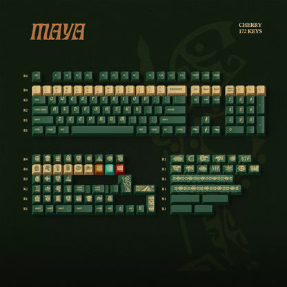 Maya ancient civilization themed keycaps, PBT material sublimation technology, mechanical keyboard themed personalized decorative keycaps