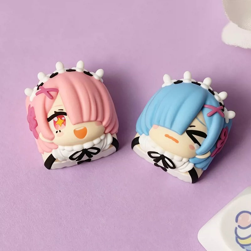 Re:Life in a different world from zero，Rem, resin molded personalized keycaps, mechanical keyboard resin decorative keycaps