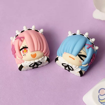 Re:Life in a different world from zero，Rem, resin molded personalized keycaps, mechanical keyboard resin decorative keycaps