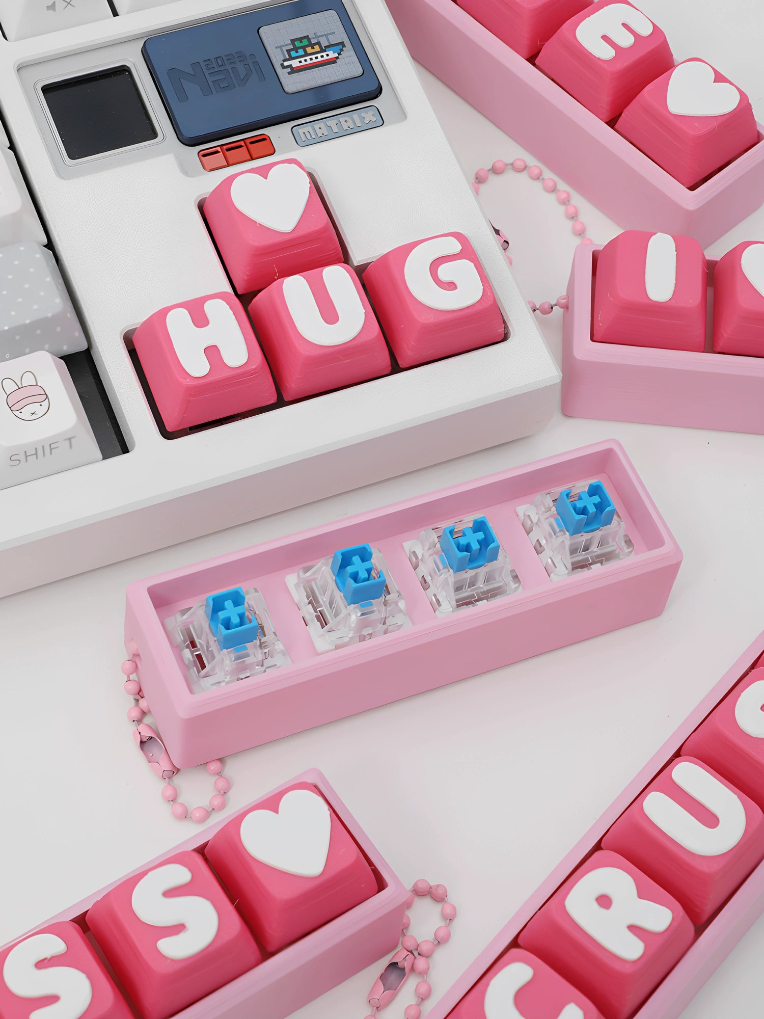 Cute letter combinations, love,switch tester, keycap keychain, cat themed keycap switch mechanical keyboard creative peripheral cultural products.