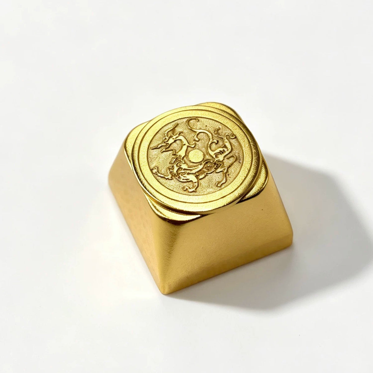 Pure copper gold-plated Chinese style ancient mythology four major mythical beasts relief personalized keycaps custom factory high mechanical keyboard metal keycaps