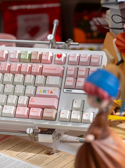 SPY×FAMILY，Anya themed keycap set, mechanical keycap PBT material material personalized keycap set, Animated cartoon keycaps, compatible with 61/64/68/75/84/87/104 mechanical keyboard replacement keycap