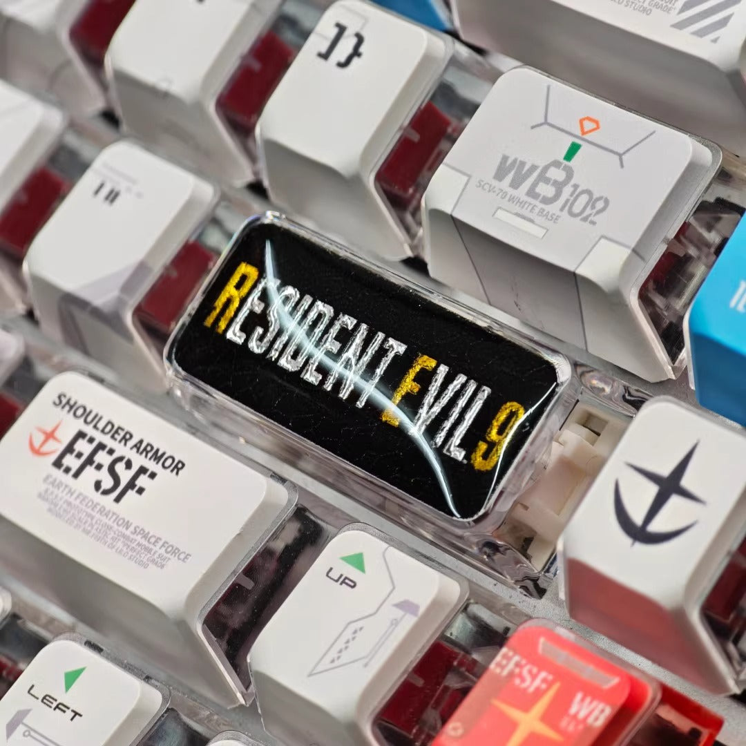 Resident Evil 9, PC Crystal Resin 2.25U Enter Key Personalized Keycap, Anime Game Culture Creative Customized Decorative Keycap