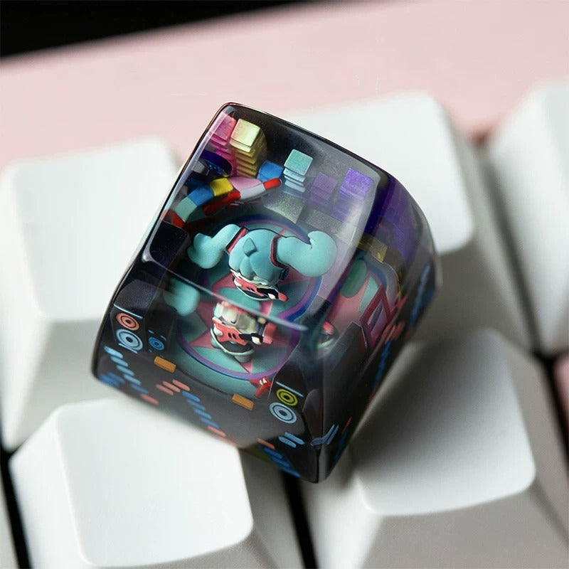 Hatsune Miku theme, crystal resin personalized keycaps, animation music cultural and creative peripheral products, mechanical keyboard art decoration handmade keycaps