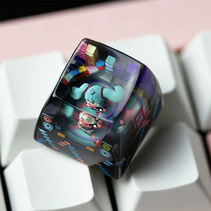 Hatsune Miku theme, crystal resin personalized keycaps, animation music cultural and creative peripheral products, mechanical keyboard art decoration handmade keycaps