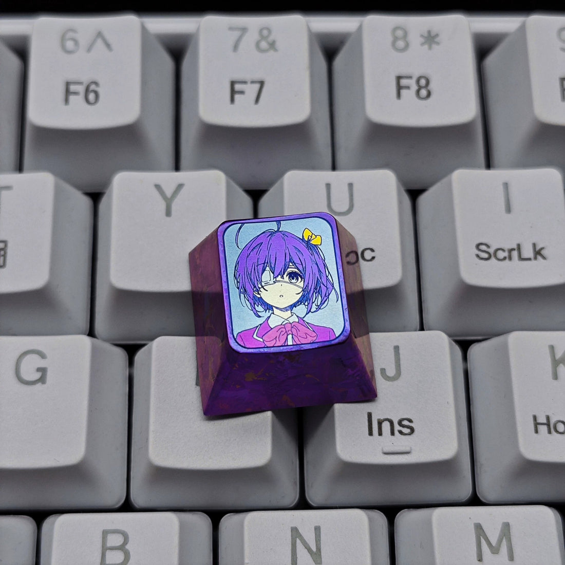 Love, Chunibyo &amp; Other Delusions，Takanashi Rikka1 U titanium alloy personalized keycaps, anime and game cultural creative keycaps, mechanical keyboard decorative keycaps