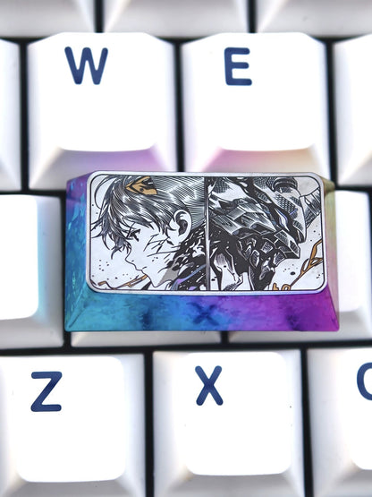 EVA，EVANGELION-01/Ikari Shinji， Precision carved 1.75U titanium alloy personalized keycaps, creative keycaps for anime and game design, mechanical keyboard decorative keycaps.