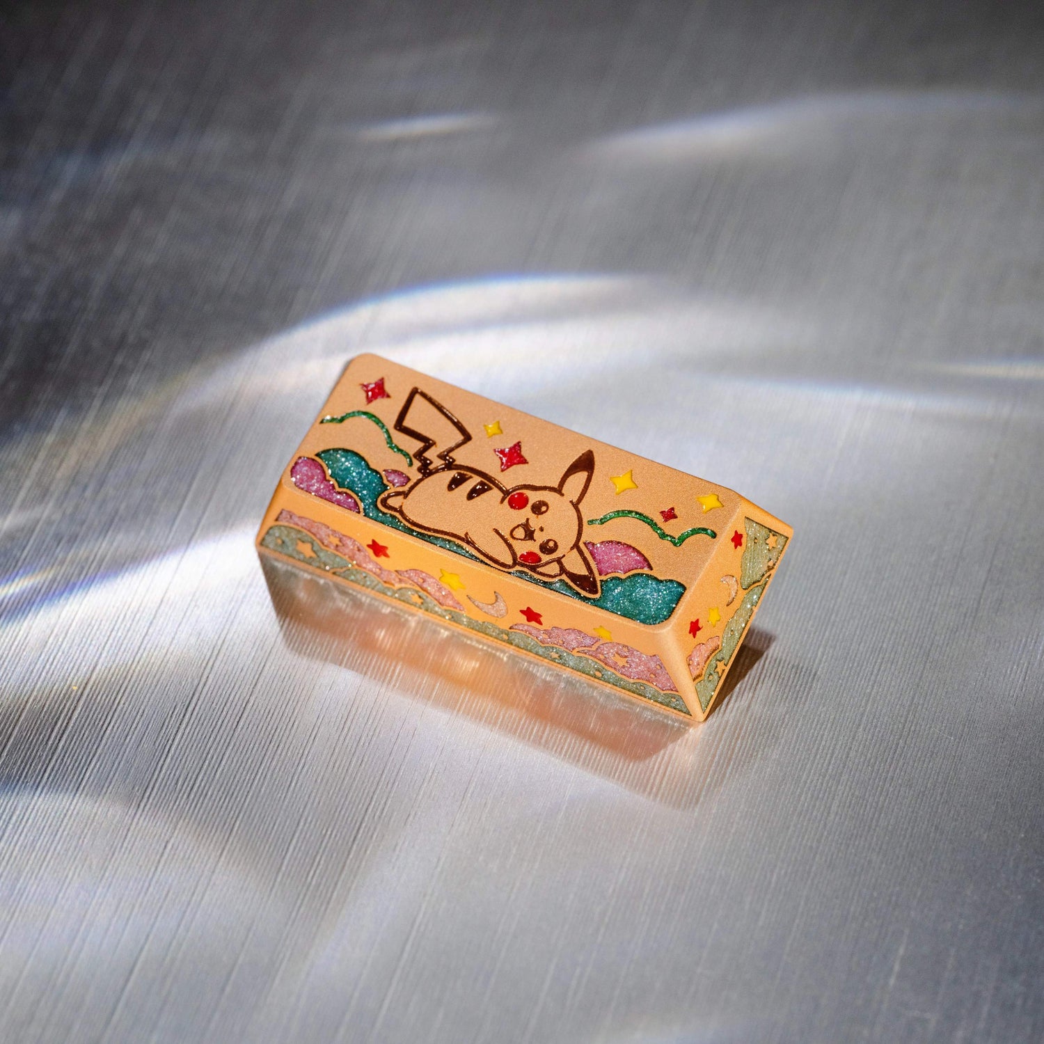 Pok é mon series, Pikachu themed design, keycaps made of aluminum alloy material CNC integrated precision machining personalized keycaps, mechanical keyboard decorative keycaps