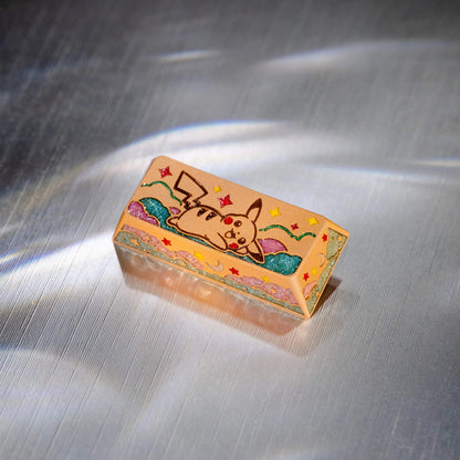 Pok é mon series, Pikachu themed design, keycaps made of aluminum alloy material CNC integrated precision machining personalized keycaps, mechanical keyboard decorative keycaps