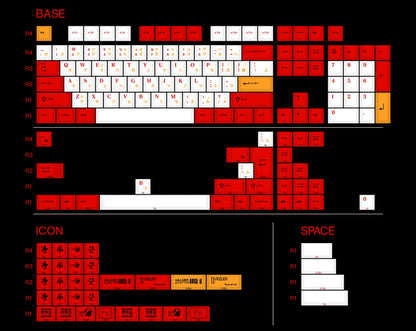 EVA， Asuka, red/white/yellow themed keycap set, mechanical keycap PBT material material personalized keycap set, Animated cartoon keycaps, compatible with 61/64/68/75/84/87/104 mechanical keyboard replacement keycap