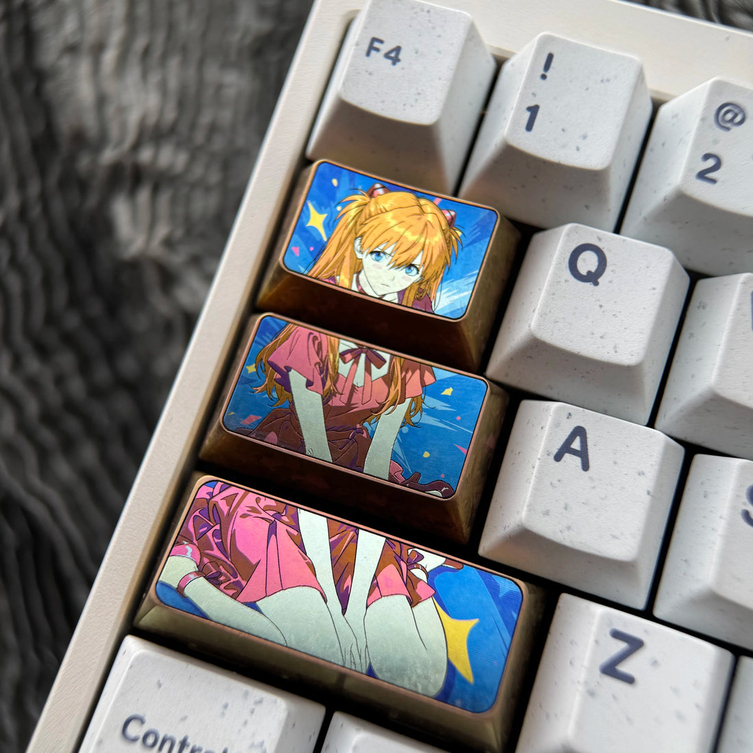 EVA, Asuka Titanium Alloy Combination Set, Personalized Keycap Set for the Left Large Keypad of the Keyboard, Anime Metal Decorative Keycaps