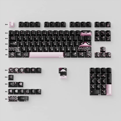 Spring and Jingming Black Theme Theme, Keycap Set PBT Metallic Texture personalized keycap set, , compatible with 61/64/68/75/84/87/104 mechanical keyboard
