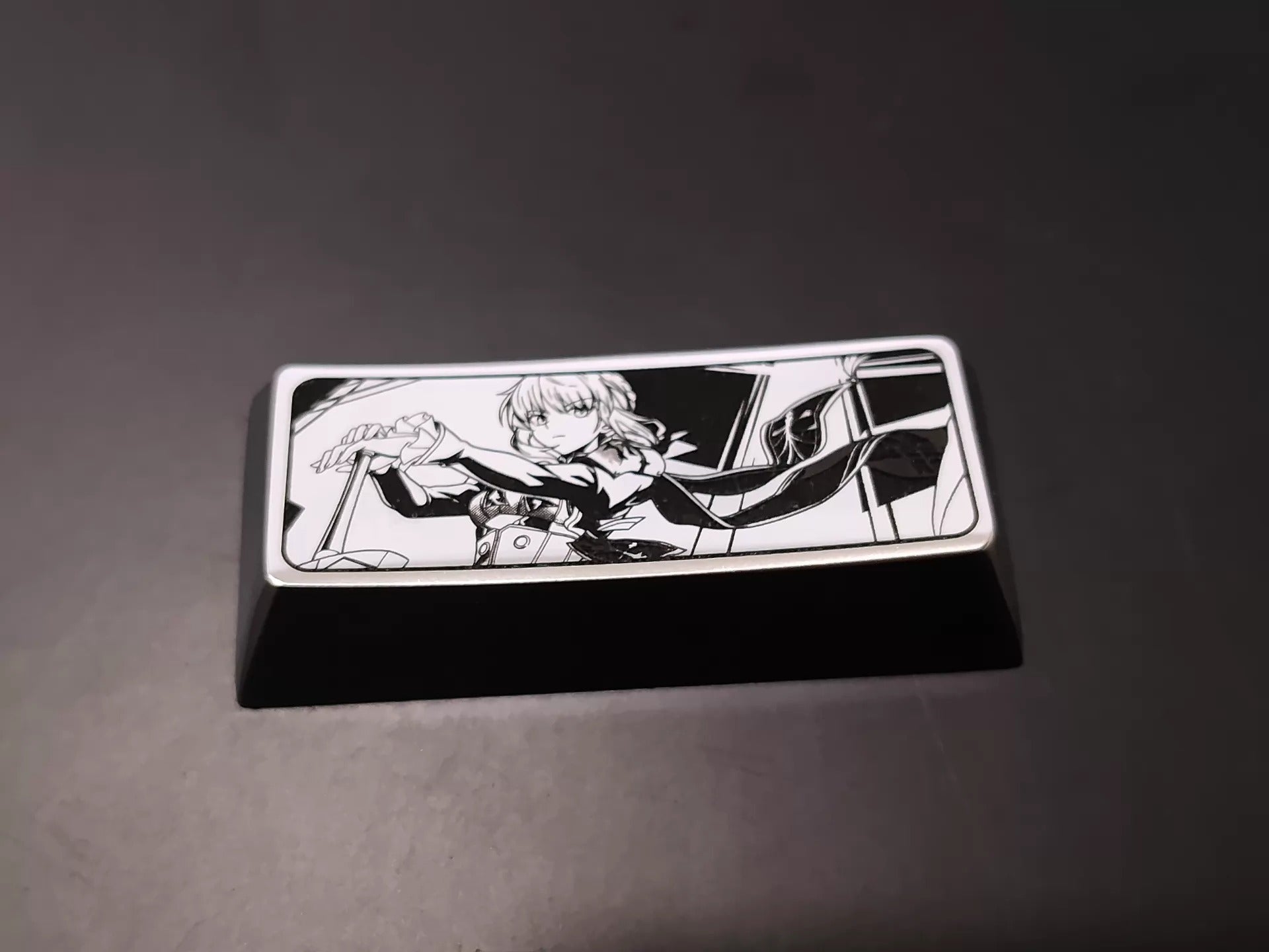 Fate/stay night series, saber theme, 2.25 U zinc/titanium alloy personalized keycaps, anime, gaming, cultural innovation, metal carving, mechanical keyboard decoration keycaps
