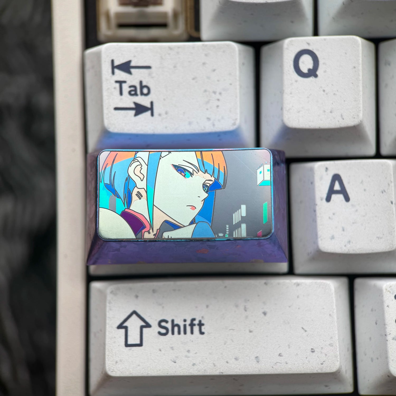 Cyberpunk, Lucyna themed 1.75U titanium alloy personalized keycaps, mechanical keyboard decorative keycaps, anime and game cultural creative keycaps