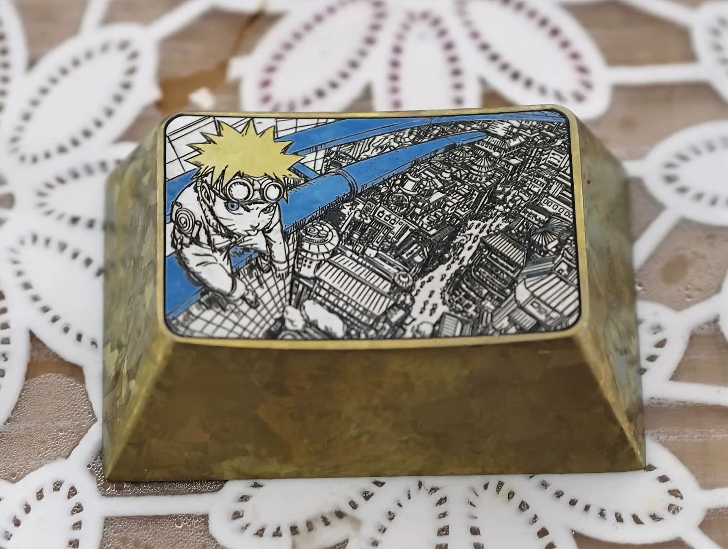 Naruto, Uzumaki Naruto 1.5U Precision Pointillism Craftsmanship titanium alloy personalized keycaps, anime and game cultural creative keycaps, mechanical keyboard decorative keycaps