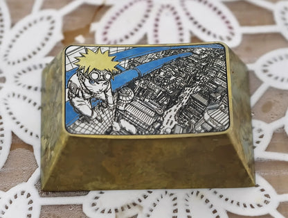 Naruto, Uzumaki Naruto 1.5U Precision Pointillism Craftsmanship titanium alloy personalized keycaps, anime and game cultural creative keycaps, mechanical keyboard decorative keycaps
