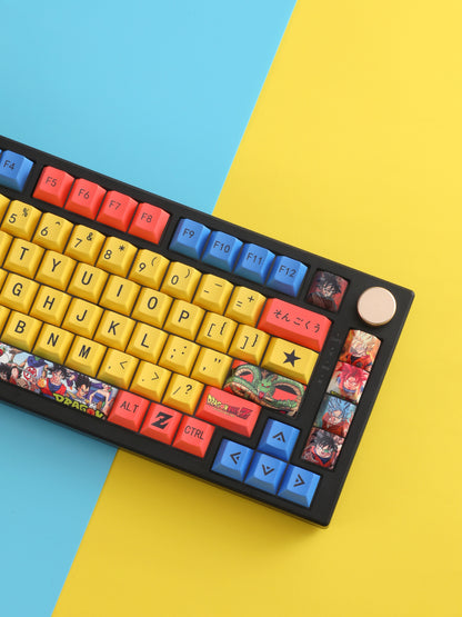 Dragon Ball theme design, PBT material, sublimation， Personalized keycaps, mechanical keyboard decorative keycaps.