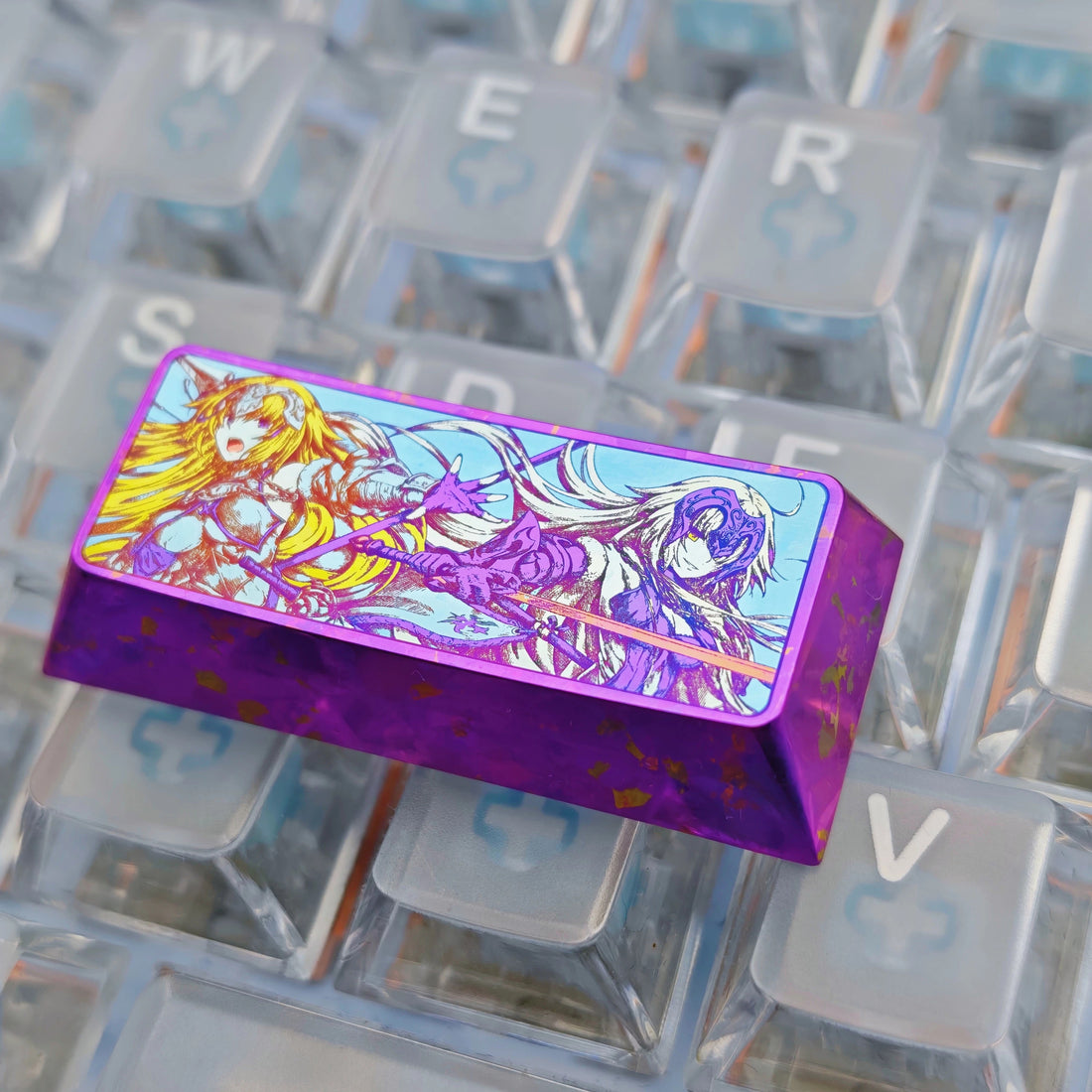 Fate, Joan of Arc themed design, 2.25U titanium alloy personalized keycaps, anime, gaming, cultural and creative mechanical keyboard decorative keycaps