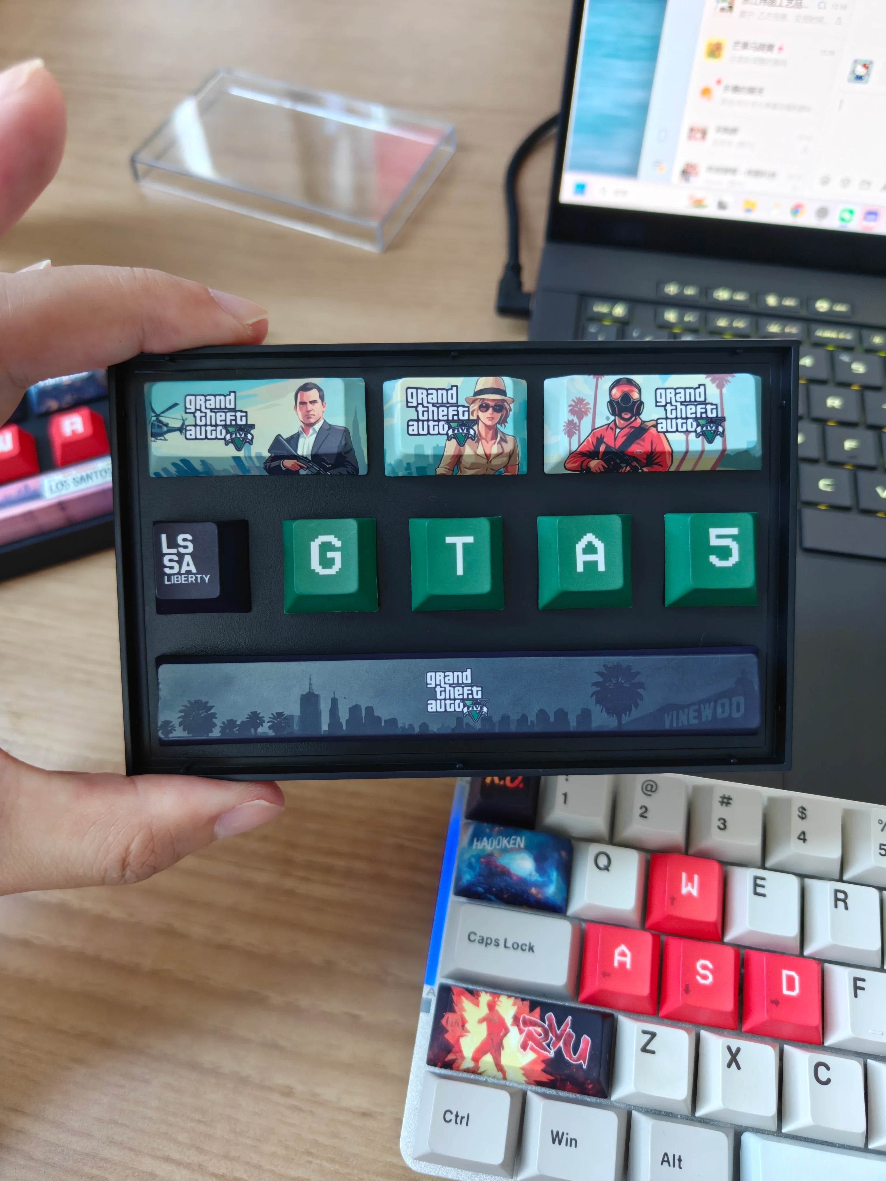 GTA5 Theme PBT Customized Keycaps 9-Key Customized Keycaps Compatible with Mechanical Keyboard Keycaps Original Height Replacement Keycaps