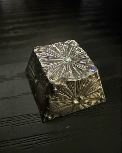 Hand carved titanium alloy meteorite craters, personalized titanium alloy keycaps, mechanical keyboard metal decorative keycaps