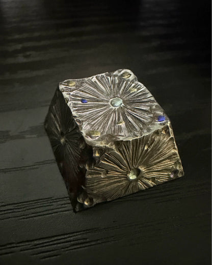 Hand carved titanium alloy meteorite craters, personalized titanium alloy keycaps, mechanical keyboard metal decorative keycaps